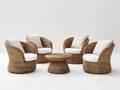 Polyrattan Gartensessel 75x78x78 cm - Rattanoptik in Braun-Weiß - 5-teilig - natürlicher Stil