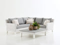 Gartensofa Set Polyrattan 250x250x78 cm - weiß grau - mit Couchtisch