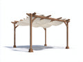 Pavillon 400x300x250 cm - Holz in Braun und Stoffdach in Beige - offene Pergola - natürlicher Stil