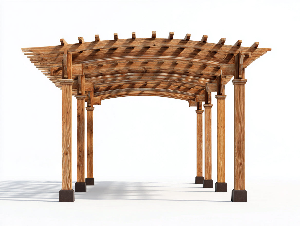 Pavillon 350x300x250 cm aus Holz - Braun - rustikaler Gartenstil mit offenem Dach