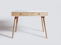 Schreibtisch 120x60x76 cm - Holzwerkstoff in Weiß-Naturbraun - 2 Schubladen - moderner Stil