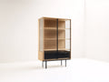 Bücherregal Holz-Glas 90x40x160 cm natur-schwarz - modernes Vitrinen Design