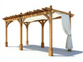 Pavillon Holz-Stoff 420x300x260 cm braun-weiß - rustikales Garten Design
