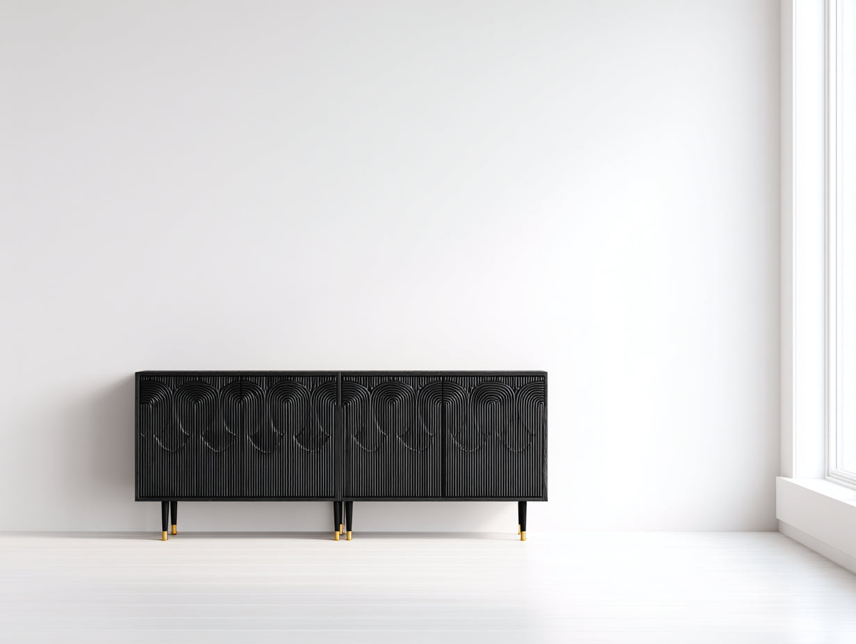 Dielenschränke Holzwerkstoff 170x40x75 cm - Schwarz-Gold - Für Flur - Modernes Design