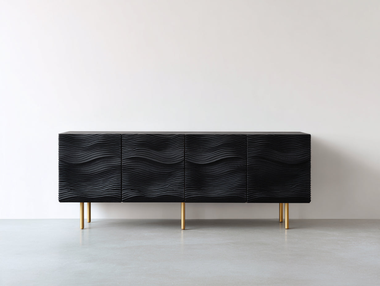 Dielenschränke Holzwerkstoff 180x42x78 cm - Schwarz-Gold - Für Flur - Modernes Design
