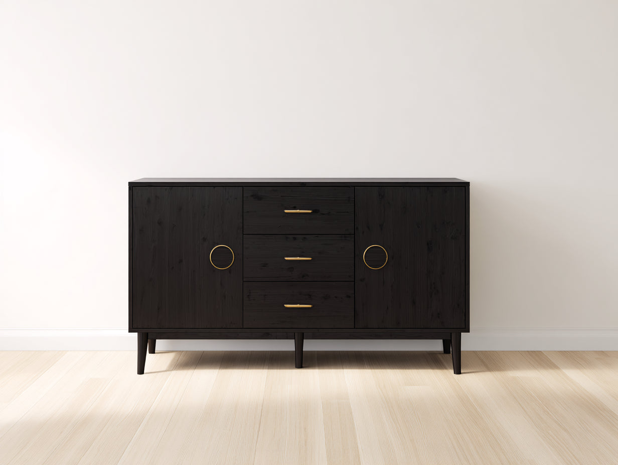 Dielenschränke Holz 150x42x82 cm schwarz - modernes Sideboard Design