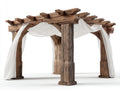 Pavillon aus Holz 300x300x260 cm - Braun und Weiß - Rustikales Design für Garten