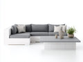 Gartensofa 260x180x72 cm aus Polyrattan - Weiß-Grau - moderner Outdoor-Stil mit Couchtisch