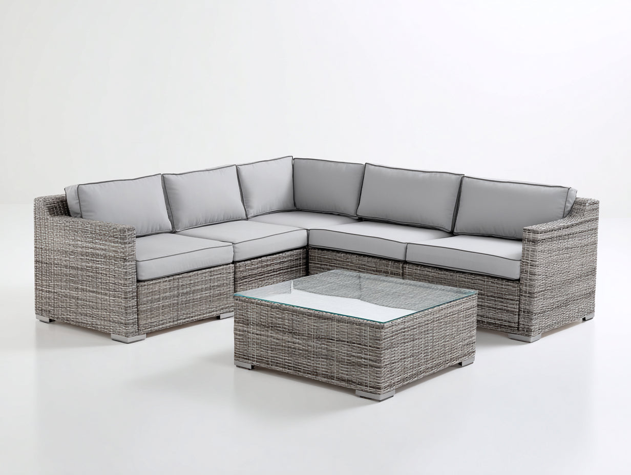 Gartensofa Polyrattan 255x255x78 cm grau - modernes Lounge Set
