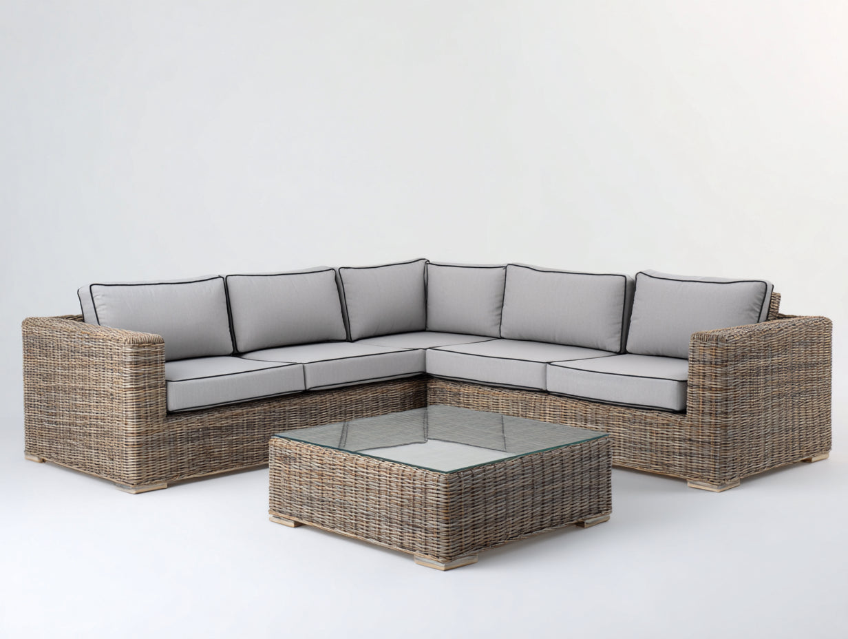 Gartensofa aus Polyrattan 240x240x75 cm - Beige und Grau - Modernes Design für Terrasse