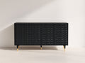Dielenschränke 180x42x82 cm aus Holzwerkstoff - Schwarz-Goldfarben - modernes Reliefdesign
