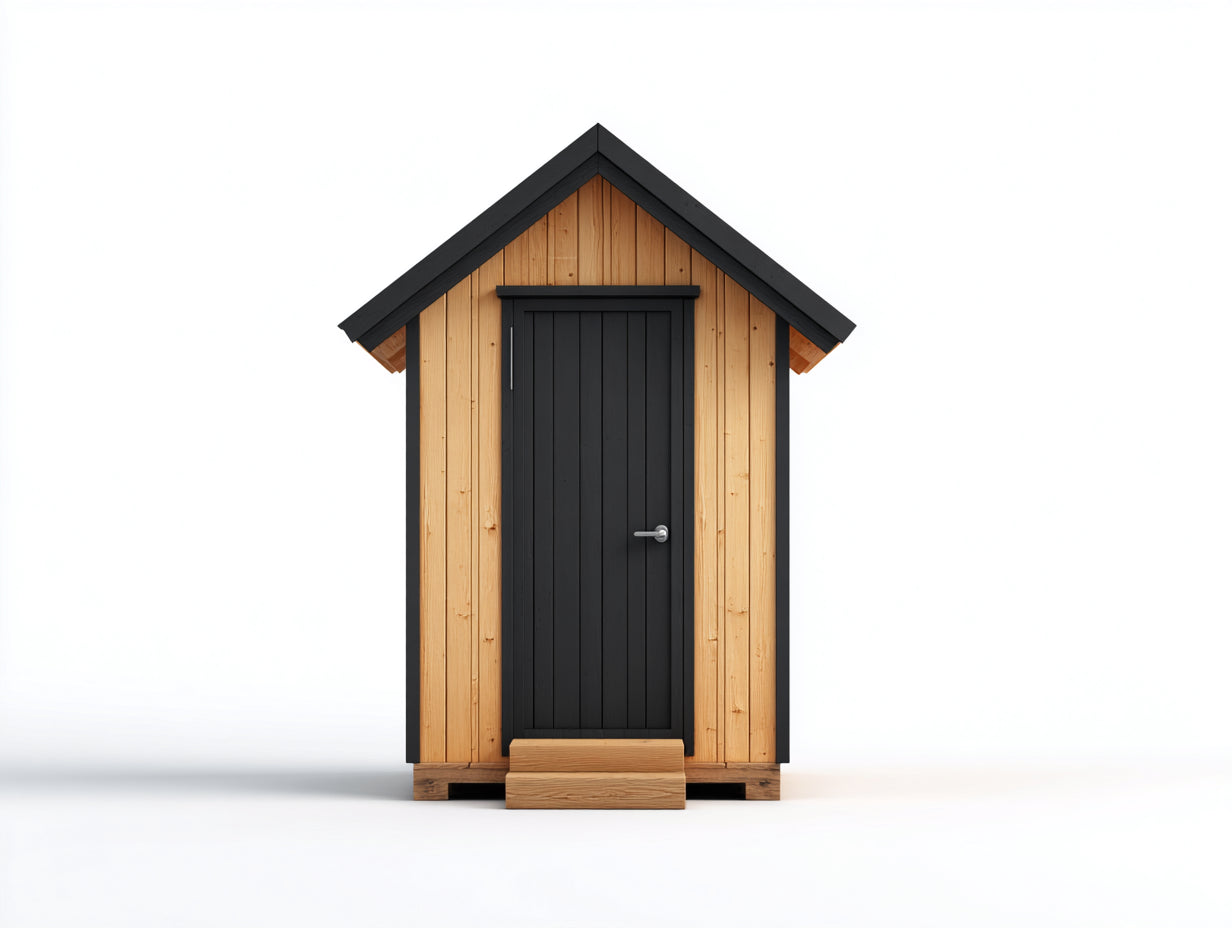 Gartenhäuser 180x150x230 cm - Holz in Naturbraun-Schwarz - mit Satteldach - moderner Stil