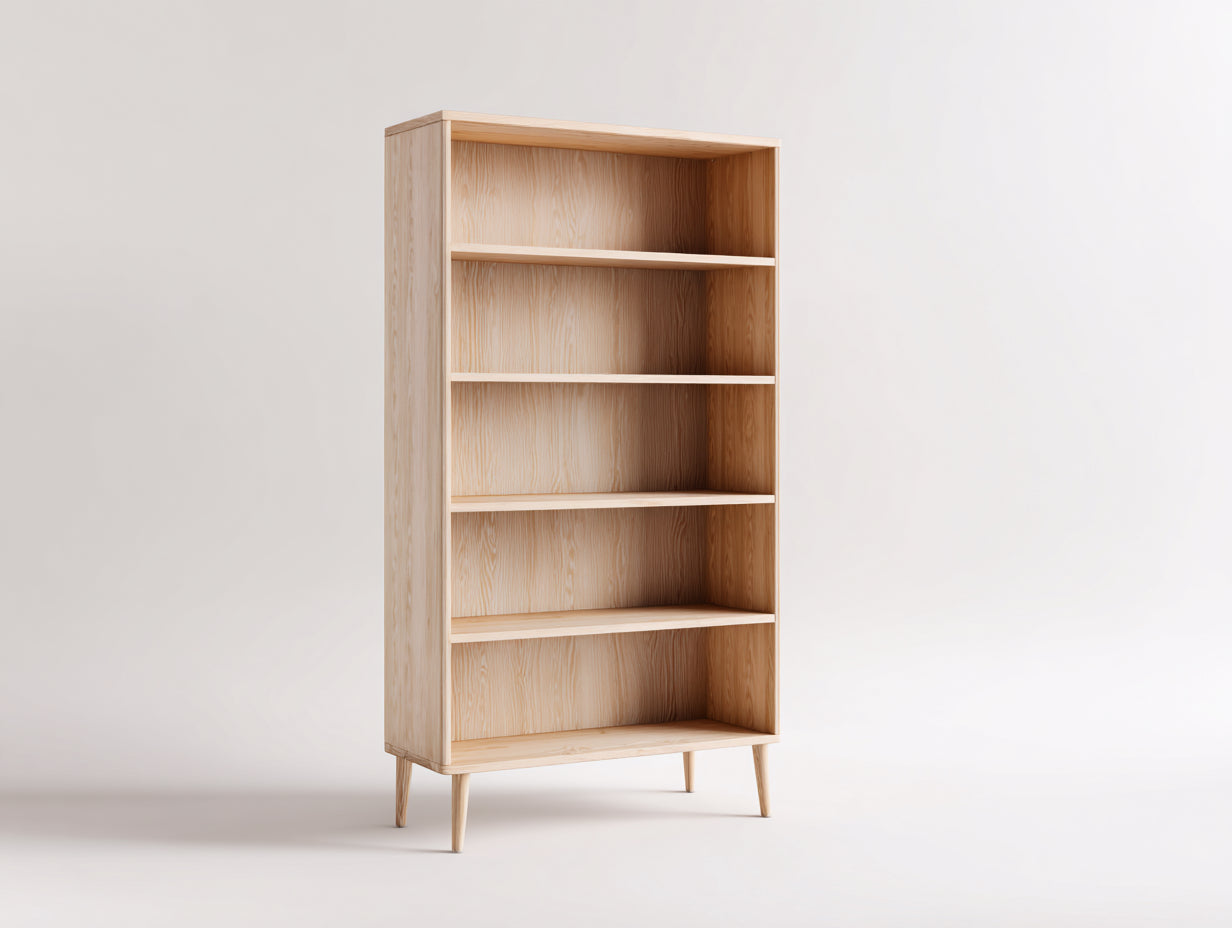 Bücherregal Holz 90x35x180 cm natur - modernes Standregal mit offenem Design